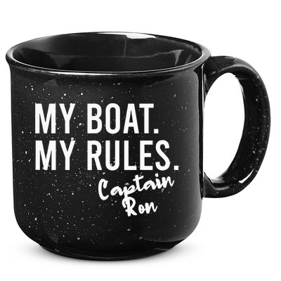 My Boat My Rules Captain Ron Personalized Boating Name 15oz Campfire Ceramic Mug