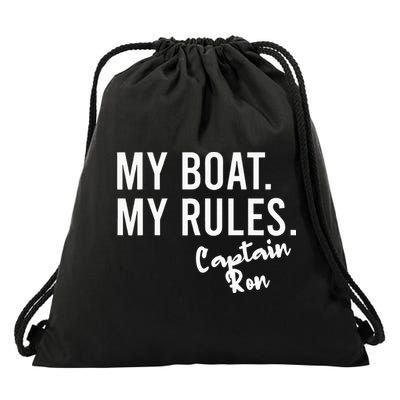 My Boat My Rules Captain Ron Personalized Boating Name Drawstring Bag