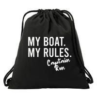 My Boat My Rules Captain Ron Personalized Boating Name Drawstring Bag