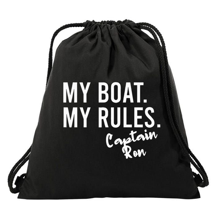 My Boat My Rules Captain Ron Personalized Boating Name Drawstring Bag