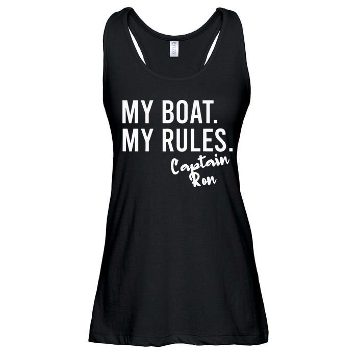 My Boat My Rules Captain Ron Personalized Boating Name Ladies Essential Flowy Tank