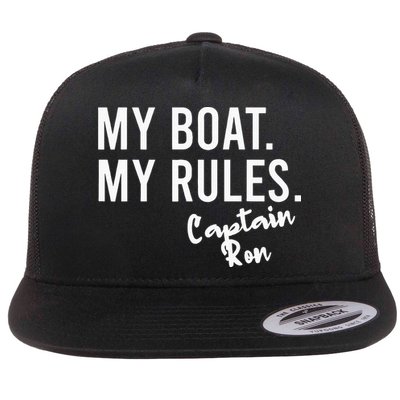 My Boat My Rules Captain Ron Personalized Boating Name Flatbill Hat