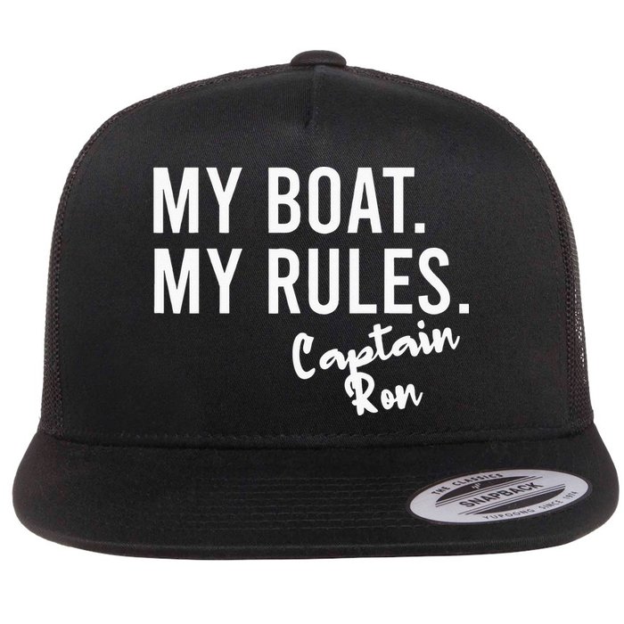 My Boat My Rules Captain Ron Personalized Boating Name Flatbill Hat