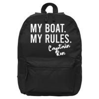 My Boat My Rules Captain Ron Personalized Boating Name 16 in Basic Backpack