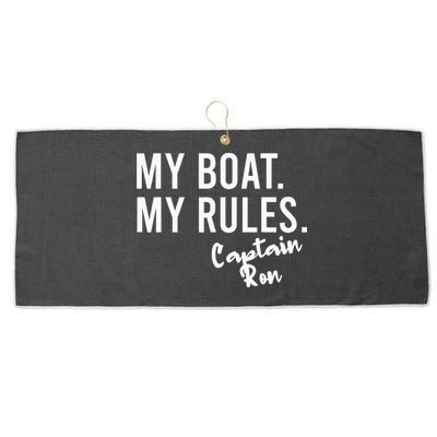 My Boat My Rules Captain Ron Personalized Boating Name Large Microfiber Waffle Golf Towel