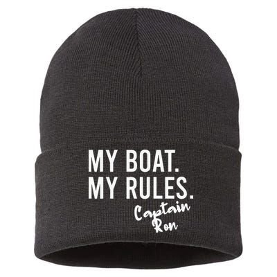 My Boat My Rules Captain Ron Personalized Boating Name Sustainable Knit Beanie