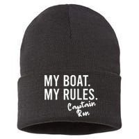 My Boat My Rules Captain Ron Personalized Boating Name Sustainable Knit Beanie