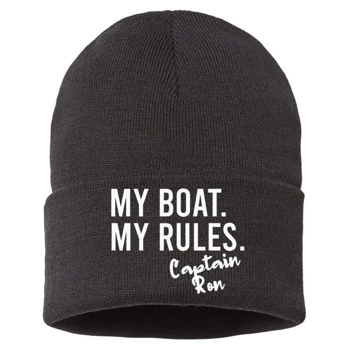My Boat My Rules Captain Ron Personalized Boating Name Sustainable Knit Beanie