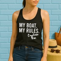 My Boat My Rules Captain Ron Personalized Boating Name Womens Tank Top