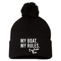 My Boat My Rules Captain Ron Personalized Boating Name Pom Pom 12in Knit Beanie