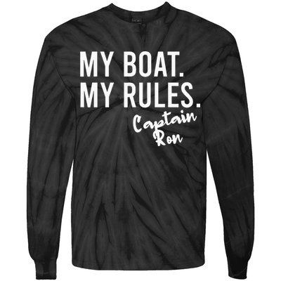 My Boat My Rules Captain Ron Personalized Boating Name Tie-Dye Long Sleeve Shirt
