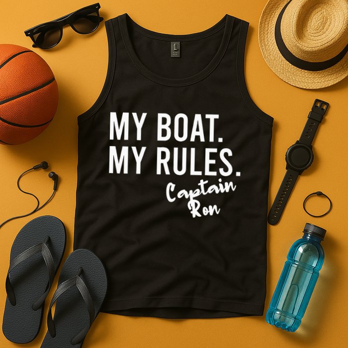 My Boat My Rules Captain Ron Personalized Boating Name Tank Top