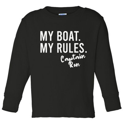 My Boat My Rules Captain Ron Personalized Boating Name Toddler Long Sleeve Shirt