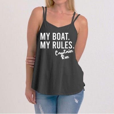 My Boat My Rules Captain Ron Personalized Boating Name Women's Strappy Tank