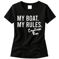 My Boat My Rules Captain Ron Personalized Boating Name Womens T-Shirt