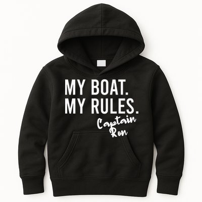 My Boat My Rules Captain Ron Personalized Boating Name Kids Hoodie