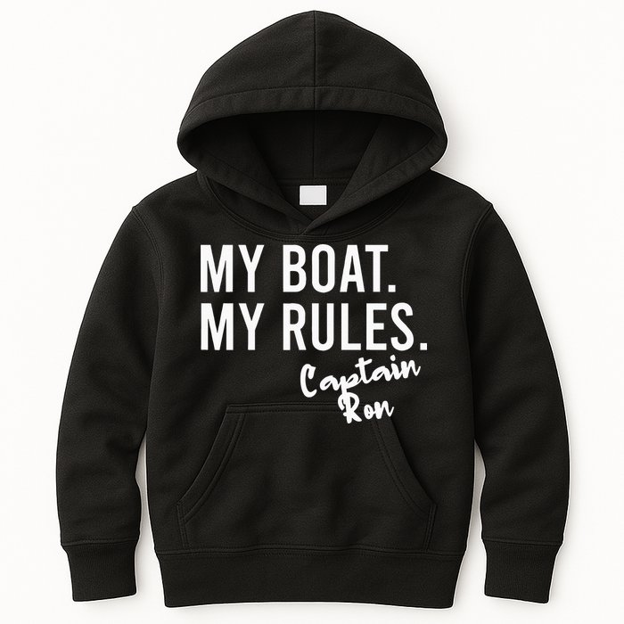 My Boat My Rules Captain Ron Personalized Boating Name Kids Hoodie