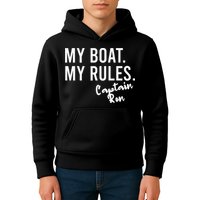 My Boat My Rules Captain Ron Personalized Boating Name Kids Hoodie