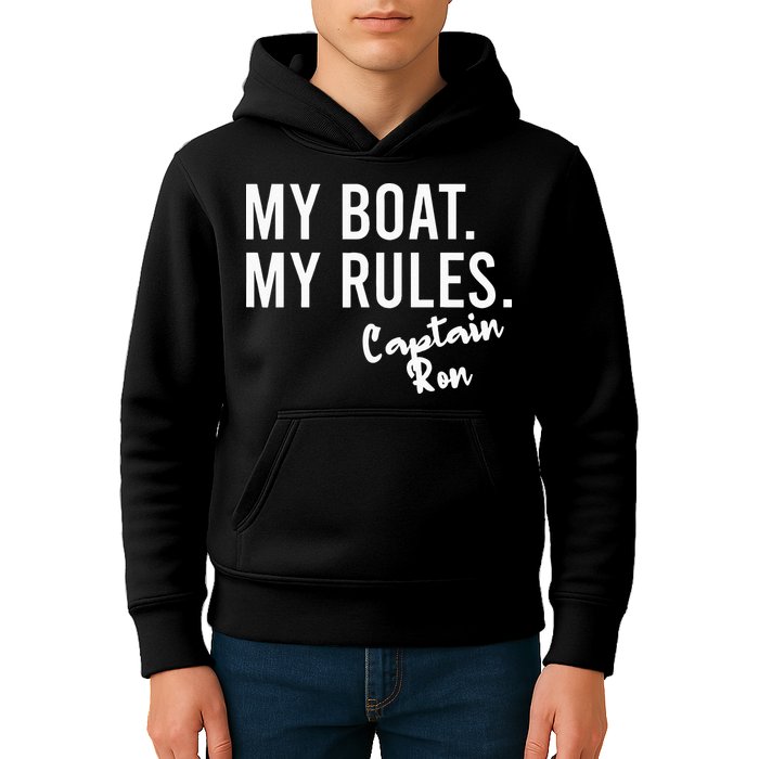 My Boat My Rules Captain Ron Personalized Boating Name Kids Hoodie
