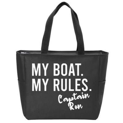 My Boat My Rules Captain Ron Personalized Boating Name Zip Tote Bag