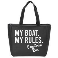 My Boat My Rules Captain Ron Personalized Boating Name Zip Tote Bag