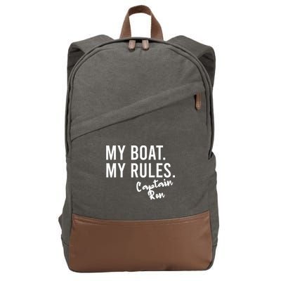 My Boat My Rules Captain Ron Personalized Boating Name Cotton Canvas Backpack