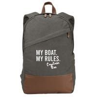 My Boat My Rules Captain Ron Personalized Boating Name Cotton Canvas Backpack