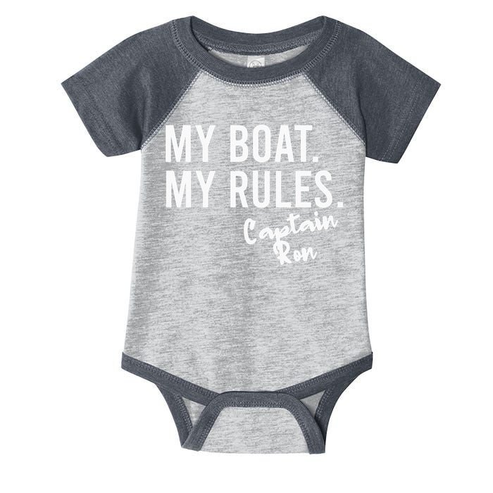 My Boat My Rules Captain Ron Personalized Boating Name Infant Baby Jersey Bodysuit