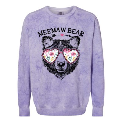 Meemaw Bear Mom Grandma Cute Floral Happy MotherS Day Cute Gift Colorblast Crewneck Sweatshirt