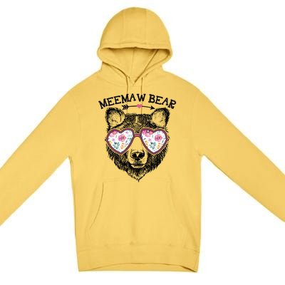 Meemaw Bear Mom Grandma Cute Floral Happy MotherS Day Cute Gift Premium Pullover Hoodie