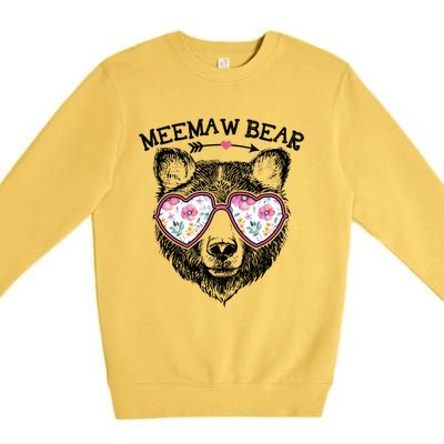 Meemaw Bear Mom Grandma Cute Floral Happy MotherS Day Cute Gift Premium Crewneck Sweatshirt