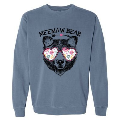 Meemaw Bear Mom Grandma Cute Floral Happy MotherS Day Cute Gift Garment-Dyed Sweatshirt