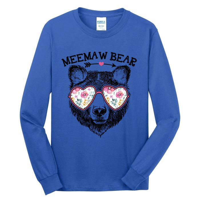 Meemaw Bear Mom Grandma Cute Floral Happy MotherS Day Cute Gift Tall Long Sleeve T-Shirt