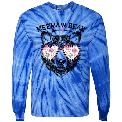 Meemaw Bear Mom Grandma Cute Floral Happy MotherS Day Cute Gift Tie-Dye Long Sleeve Shirt