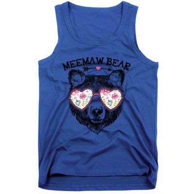 Meemaw Bear Mom Grandma Cute Floral Happy MotherS Day Cute Gift Tank Top