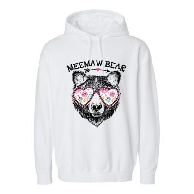 Meemaw Bear Mom Grandma Cute Floral Happy MotherS Day Cute Gift Garment-Dyed Fleece Hoodie