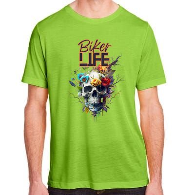 Motorcyclist Biker Motorcycle Skull Design Adult ChromaSoft Performance T-Shirt