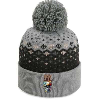 Motorcyclist Biker Motorcycle Skull Design The Baniff Cuffed Pom Beanie