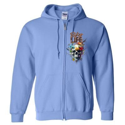 Motorcyclist Biker Motorcycle Skull Design Full Zip Hoodie