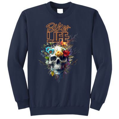 Motorcyclist Biker Motorcycle Skull Design Sweatshirt