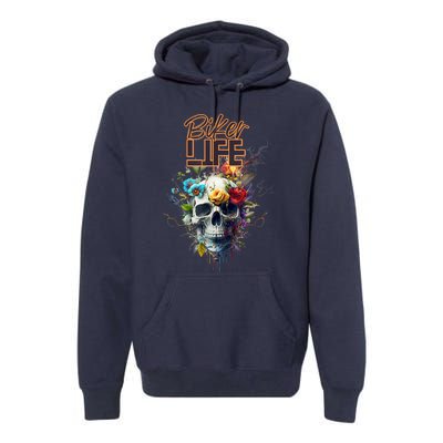 Motorcyclist Biker Motorcycle Skull Design Premium Hoodie