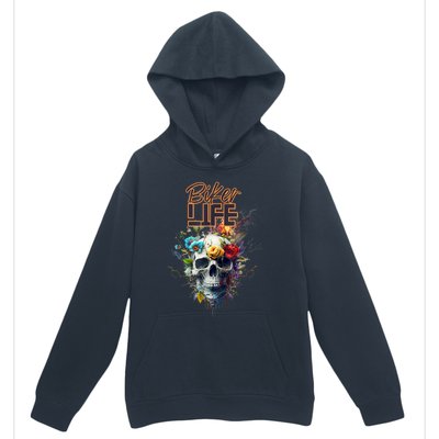 Motorcyclist Biker Motorcycle Skull Design Urban Pullover Hoodie