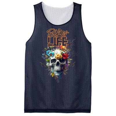 Motorcyclist Biker Motorcycle Skull Design Mesh Reversible Basketball Jersey Tank