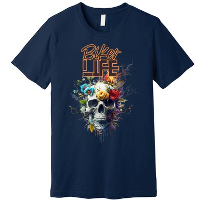 Motorcyclist Biker Motorcycle Skull Design Premium T-Shirt