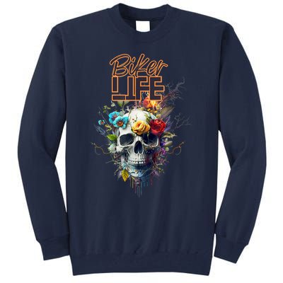 Motorcyclist Biker Motorcycle Skull Design Tall Sweatshirt