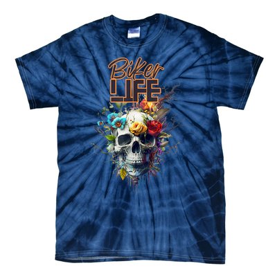 Motorcyclist Biker Motorcycle Skull Design Tie-Dye T-Shirt