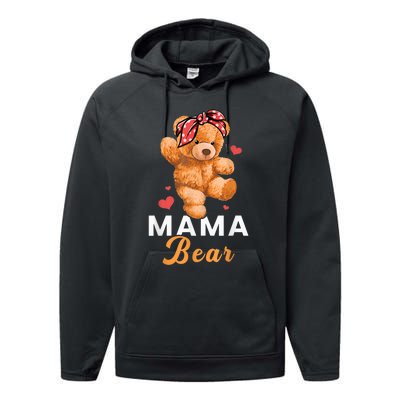 Mama Bear Mothers Day Cute Teddy Mom Momma Mommy Performance Fleece Hoodie