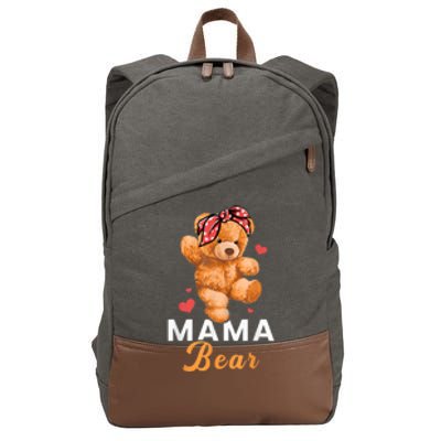 Mama Bear Mothers Day Cute Teddy Mom Momma Mommy Cotton Canvas Backpack