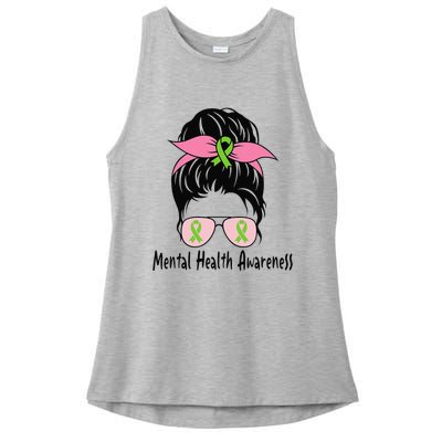 Messy Bun Mental Health Matters Gift Mental Health Awareness Ladies PosiCharge Tri-Blend Wicking Tank