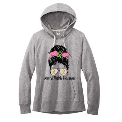 Messy Bun Mental Health Matters Gift Mental Health Awareness Women's Fleece Hoodie